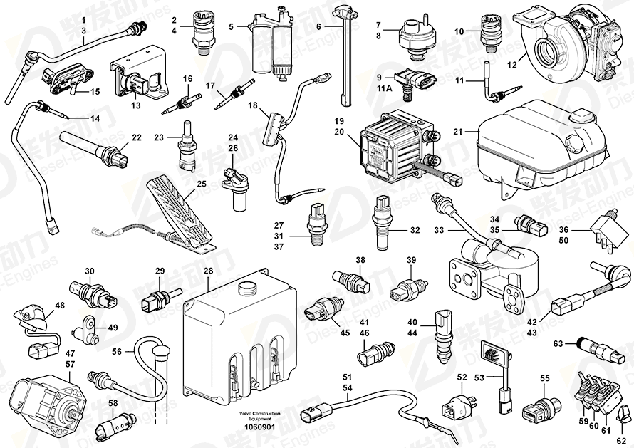 VOLVO Pressure sensor, oil-pressure 21302639 Drawing