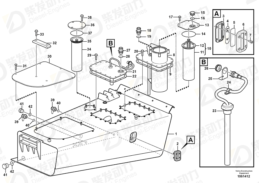 VOLVO Hydraulic fluid tank 16801632 Drawing