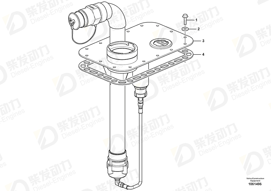 VOLVO Filler pipe 16809655 Drawing VOLVO Filler pipe 16809655 Drawing