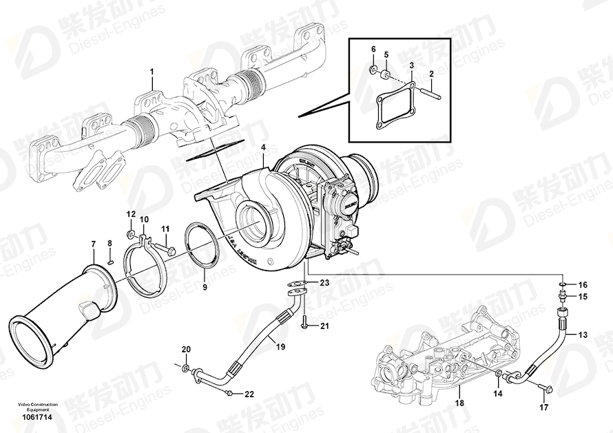 VOLVO Turbocharger 21398421 Drawing VOLVO Turbocharger 21398421 Drawing