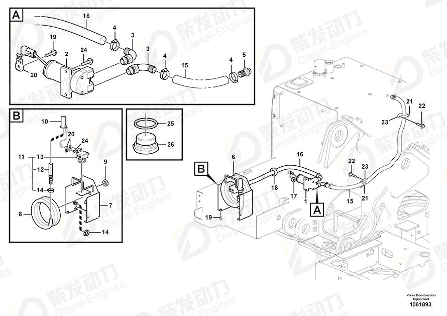 VOLVO Fuel filling pump 14388551 Drawing