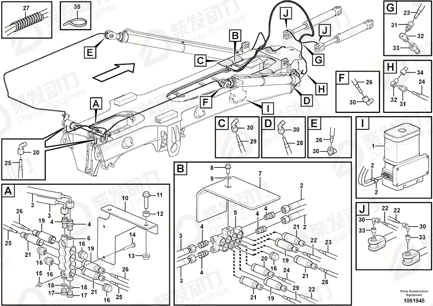 VOLVO Hose assembly 16801468 Drawing VOLVO Hose assembly 16801468 Drawing
