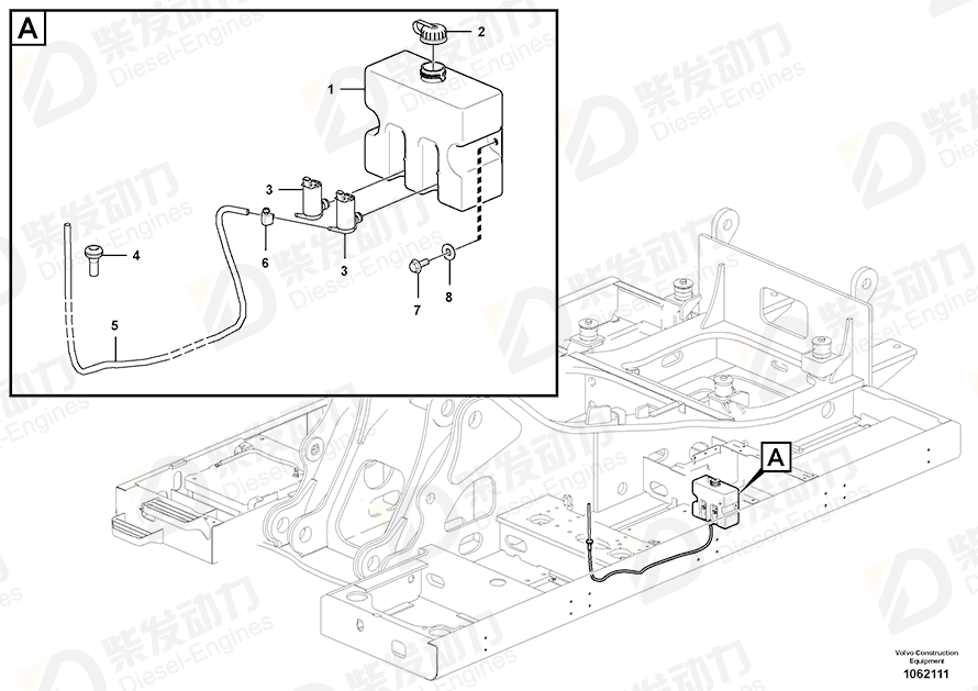 VOLVO Washer pump 14614042 Drawing VOLVO Washer pump 14614042 Drawing