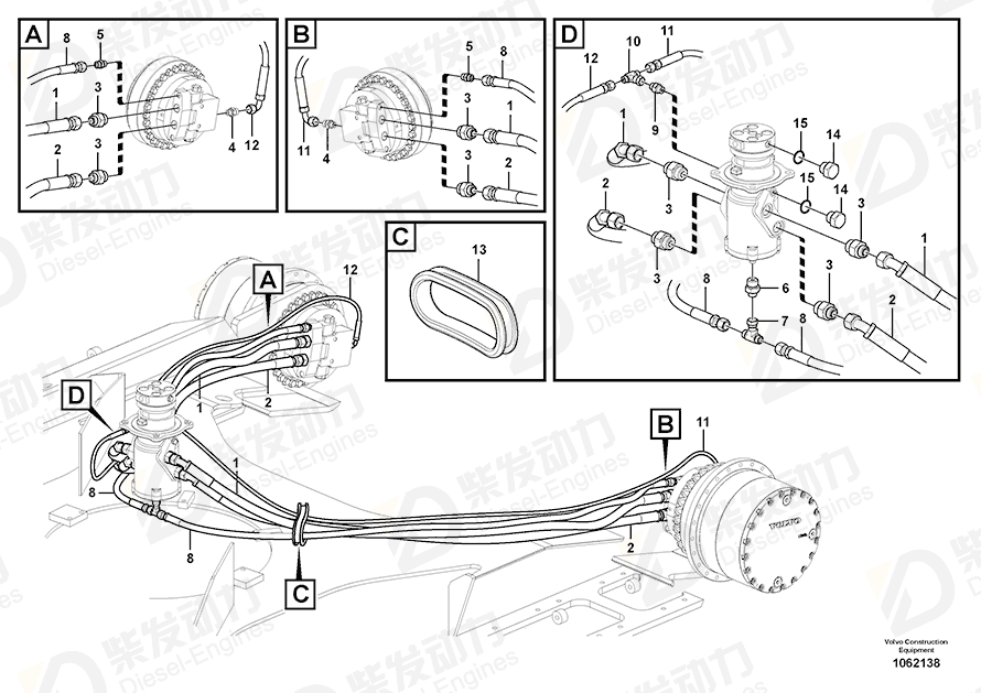 VOLVO Hose assembly 937738 Drawing