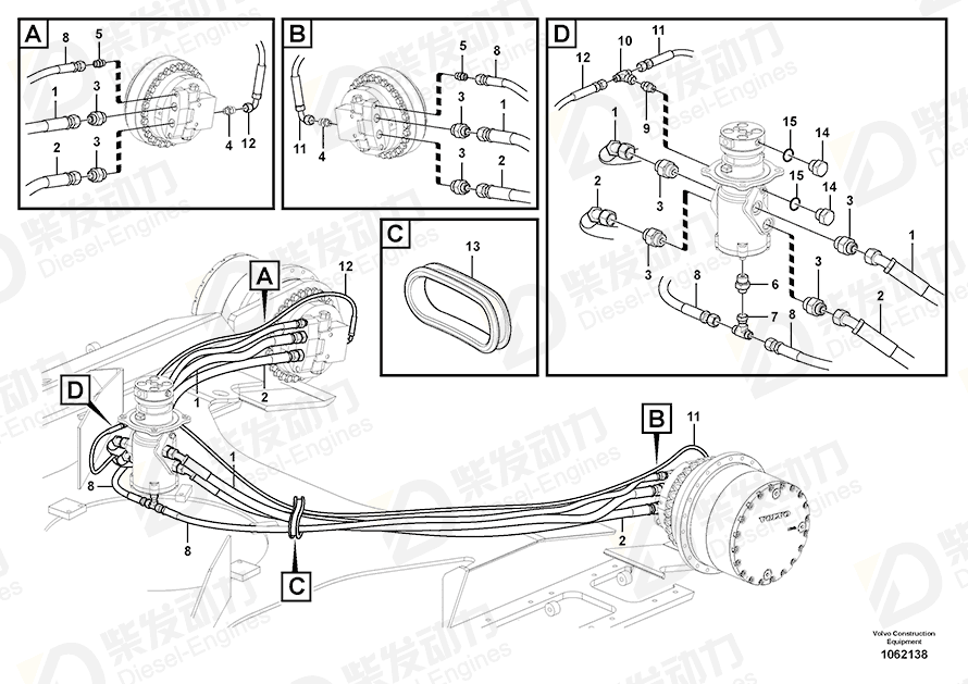 VOLVO Hose assembly 937738 Drawing VOLVO Hose assembly 937738 Drawing