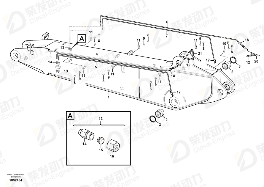 VOLVO Hose assembly 14880684 Drawing VOLVO Hose assembly 14880684 Drawing