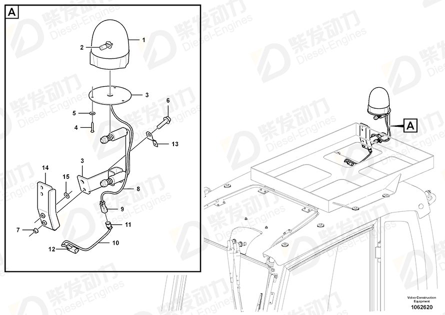 VOLVO Rotating beacon 14620906 Drawing VOLVO Rotating beacon 14620906 Drawing