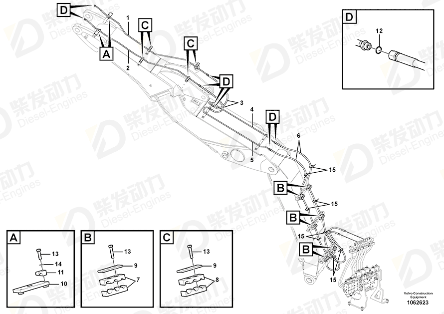 VOLVO Hose assembly 15068476 Drawing VOLVO Hose assembly 15068476 Drawing
