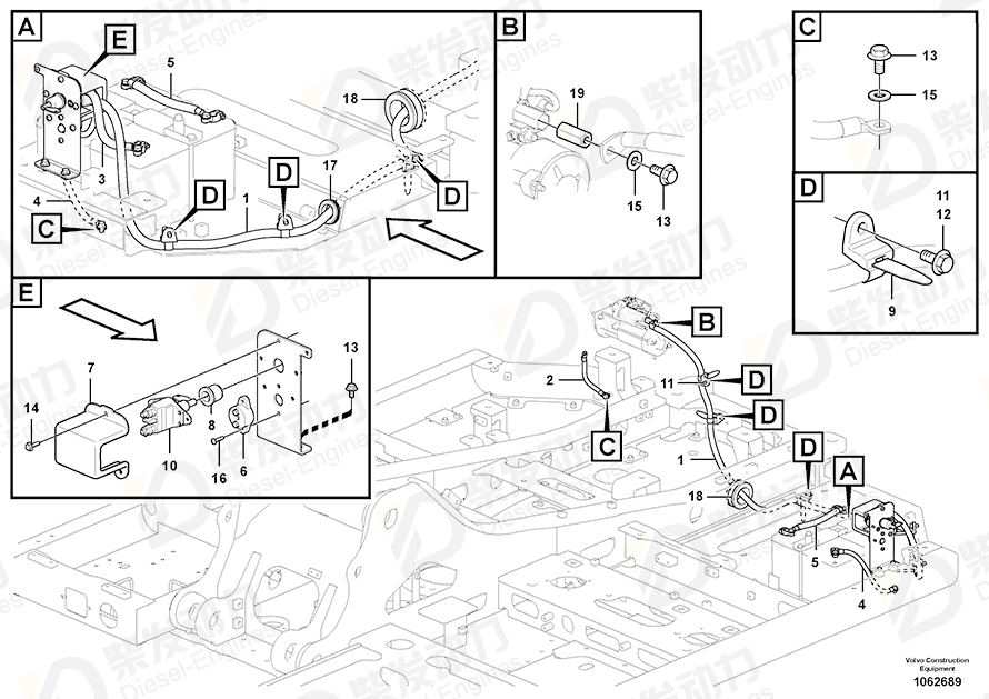 VOLVO Battery cable 14651636 Drawing VOLVO Battery cable 14651636 Drawing