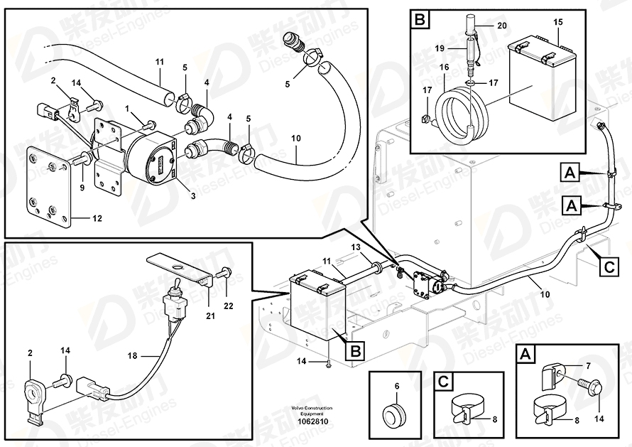 VOLVO Hose 14558788 Drawing
