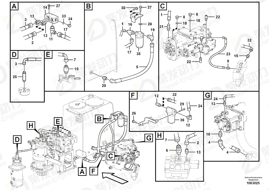 VOLVO Hose assembly 937556 Drawing