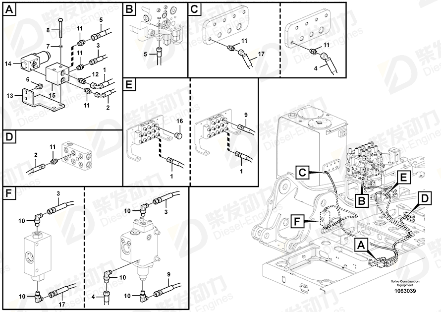 VOLVO Hose assembly 936817 Drawing VOLVO Hose assembly 936817 Drawing
