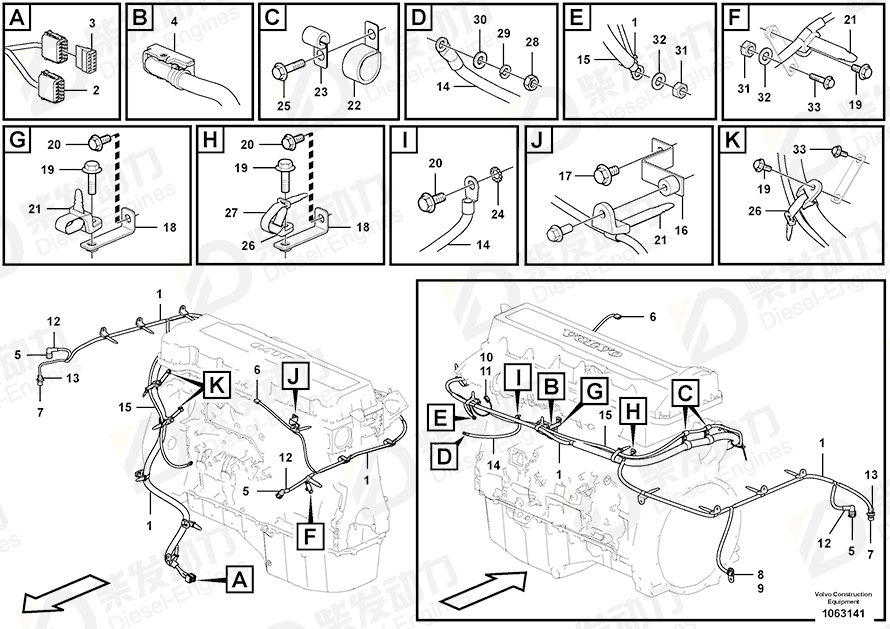 VOLVO Cable harness 14622656 Drawing