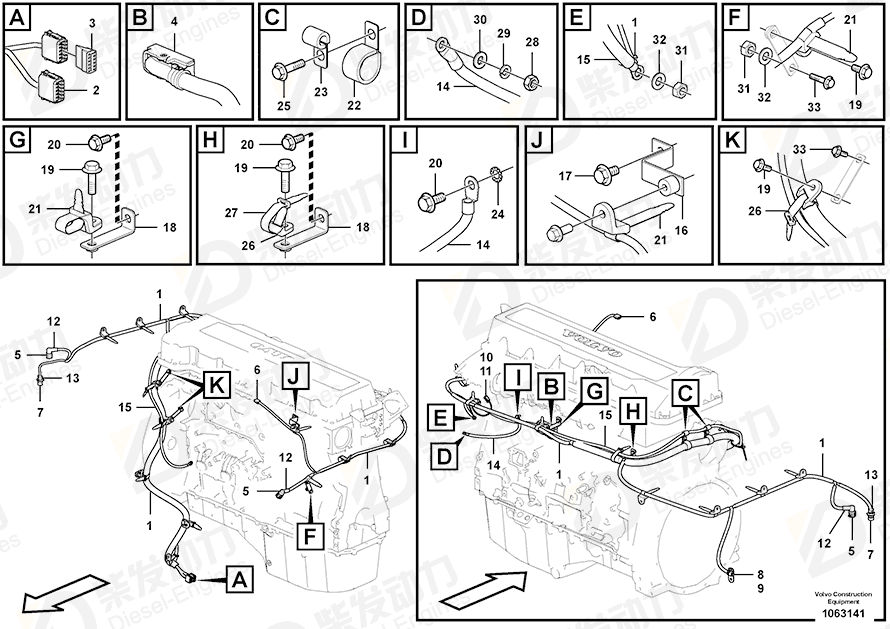 VOLVO Cable harness 14590072 Drawing