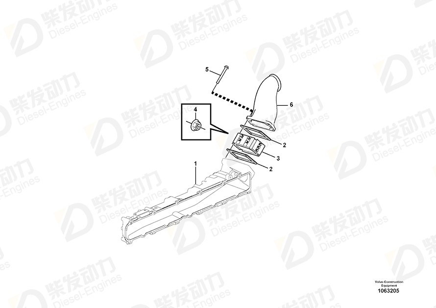 VOLVO Charge air pipe 15179640 Drawing