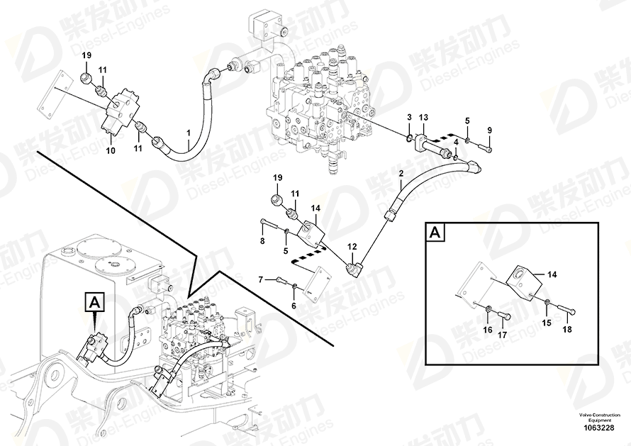 VOLVO Hose assembly 937257 Drawing