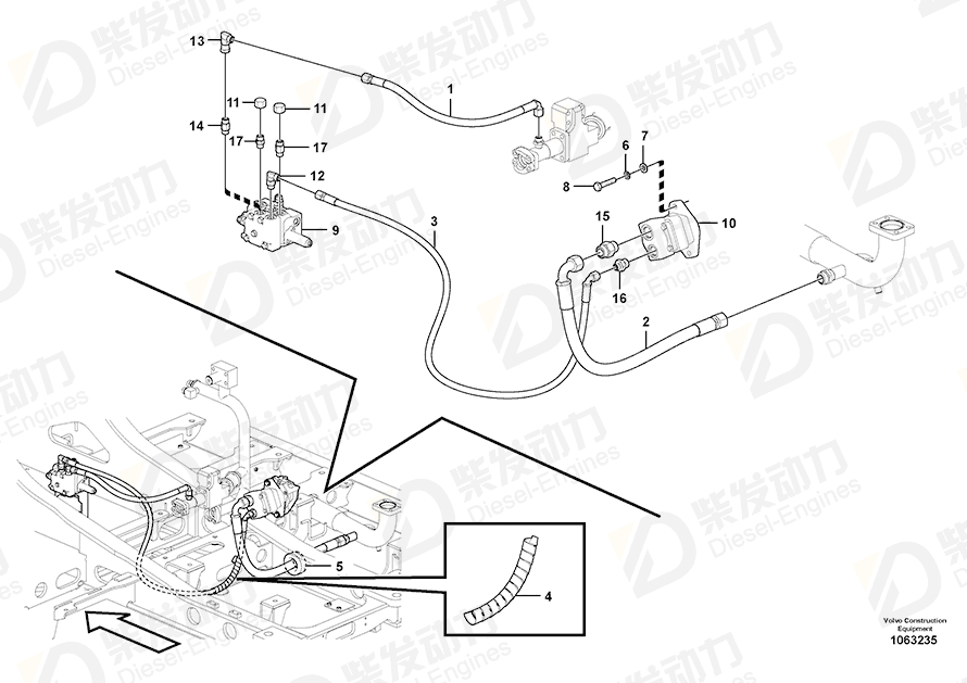 VOLVO Hose assembly 937991 Drawing VOLVO Hose assembly 937991 Drawing