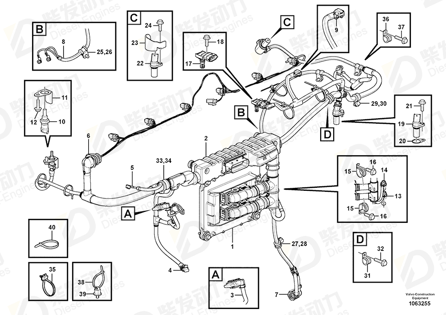 VOLVO Cable harness 15187835 Drawing