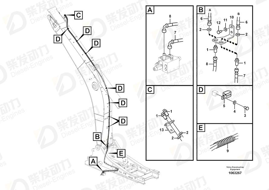 VOLVO Hose assembly 15087262 Drawing VOLVO Hose assembly 15087262 Drawing