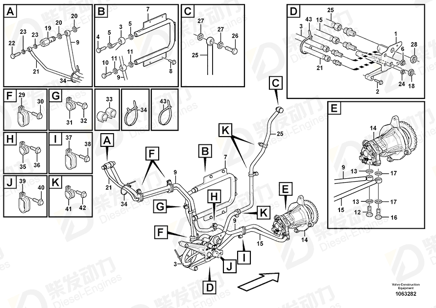 VOLVO Fuel pipe 15034002 Drawing