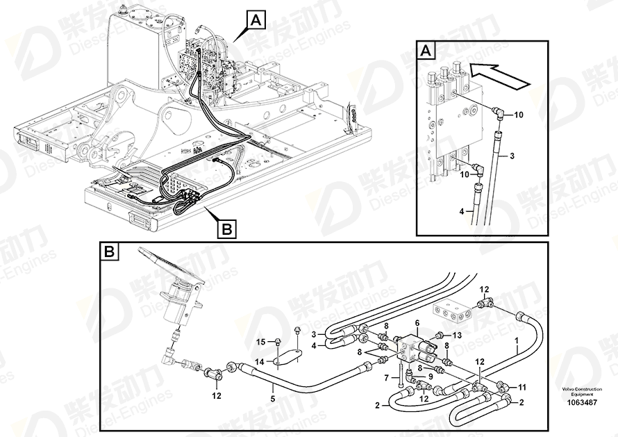 VOLVO Hose assembly 937143 Drawing