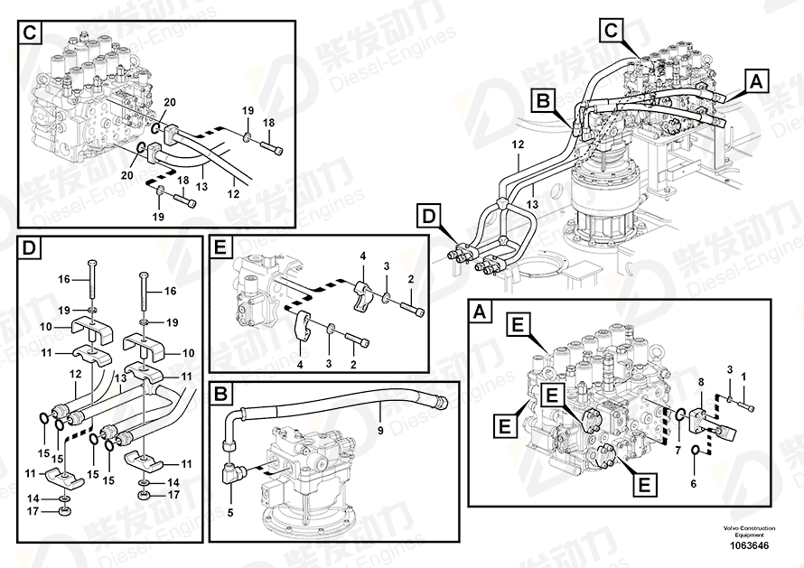 VOLVO Hose assembly 14881315 Drawing