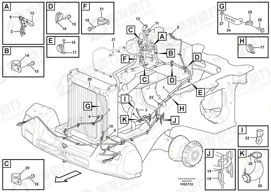 VOLVO Mounting ring 11003221 Drawing