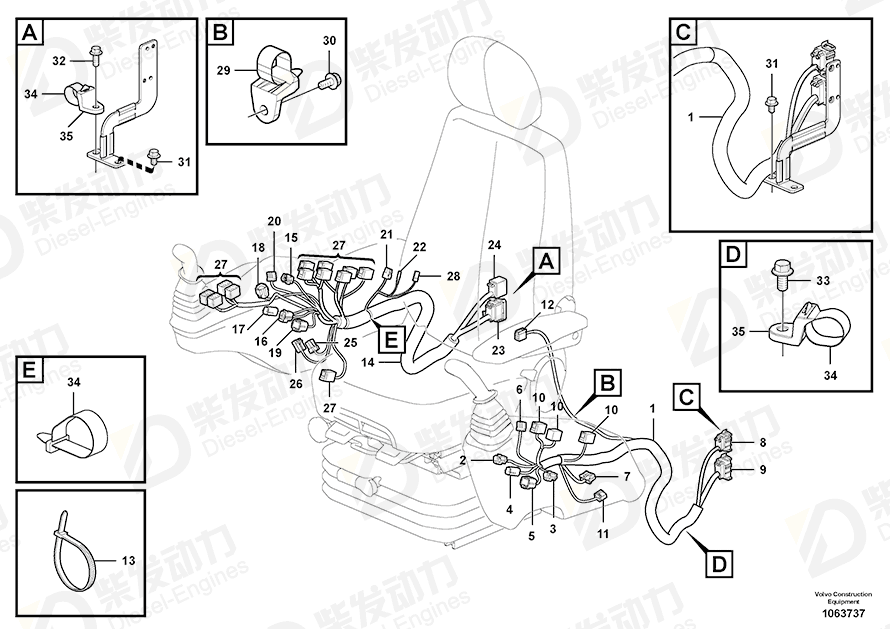 VOLVO Cable harness 14624788 Drawing