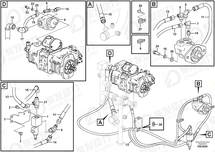 VOLVO Hose assembly 938014 Drawing