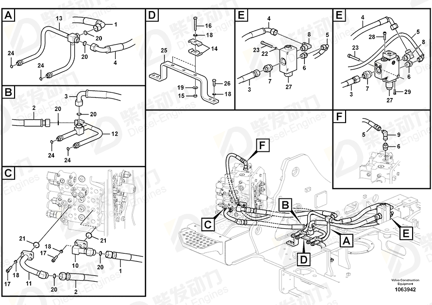 VOLVO Hose assembly 15000791 Drawing VOLVO Hose assembly 15000791 Drawing