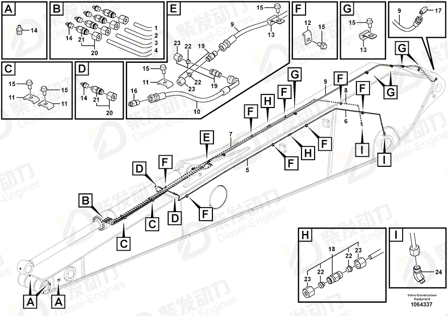 VOLVO Hose assembly 14881371 Drawing VOLVO Hose assembly 14881371 Drawing