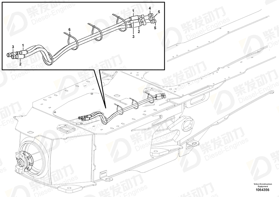 VOLVO Hose assembly 936424 Drawing VOLVO Hose assembly 936424 Drawing