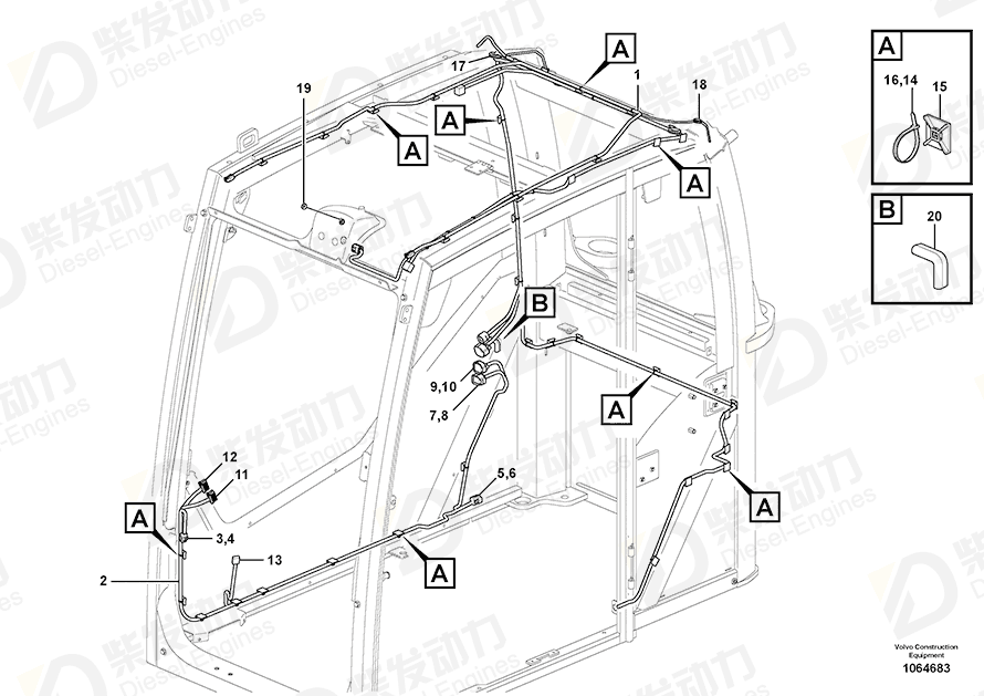 VOLVO Cable harness 14643517 Drawing VOLVO Cable harness 14643517 Drawing
