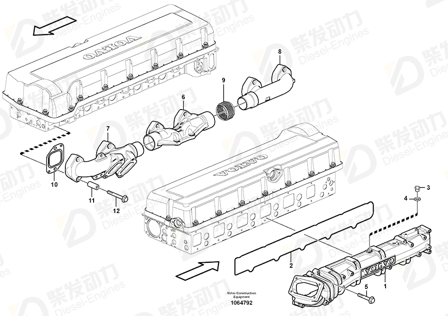 VOLVO Exhaust manifold 21469811 Drawing VOLVO Exhaust manifold 21469811 Drawing