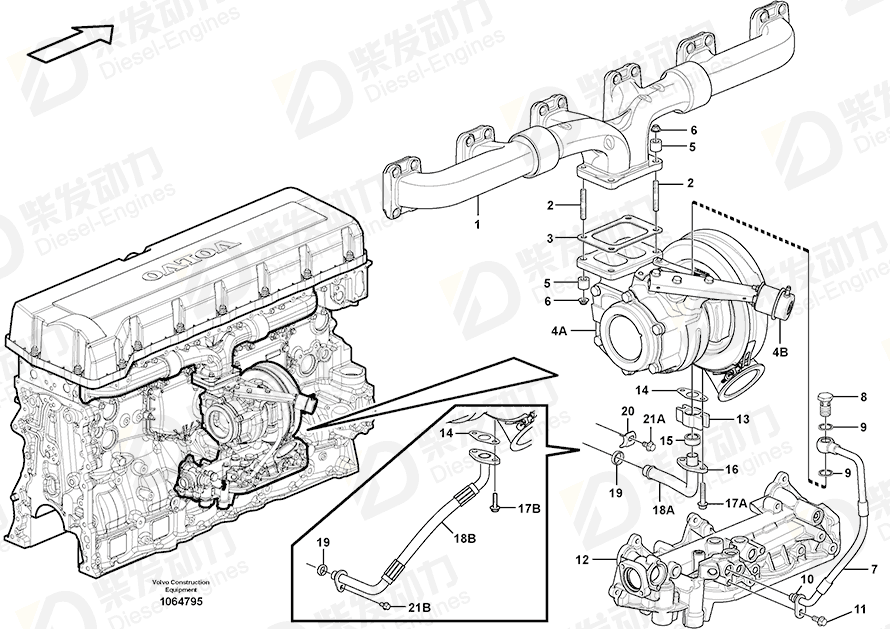 VOLVO Turbocharger 15096757 Drawing VOLVO Turbocharger 15096757 Drawing