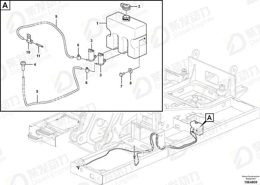 VOLVO Washer pump 14612958 Drawing