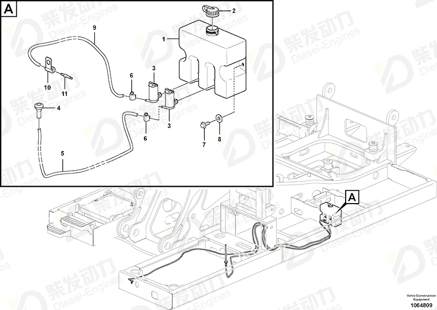 VOLVO Washer pump 14612959 Drawing VOLVO Washer pump 14612959 Drawing