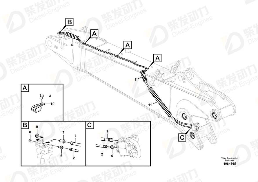 VOLVO Hose assembly 938227 Drawing