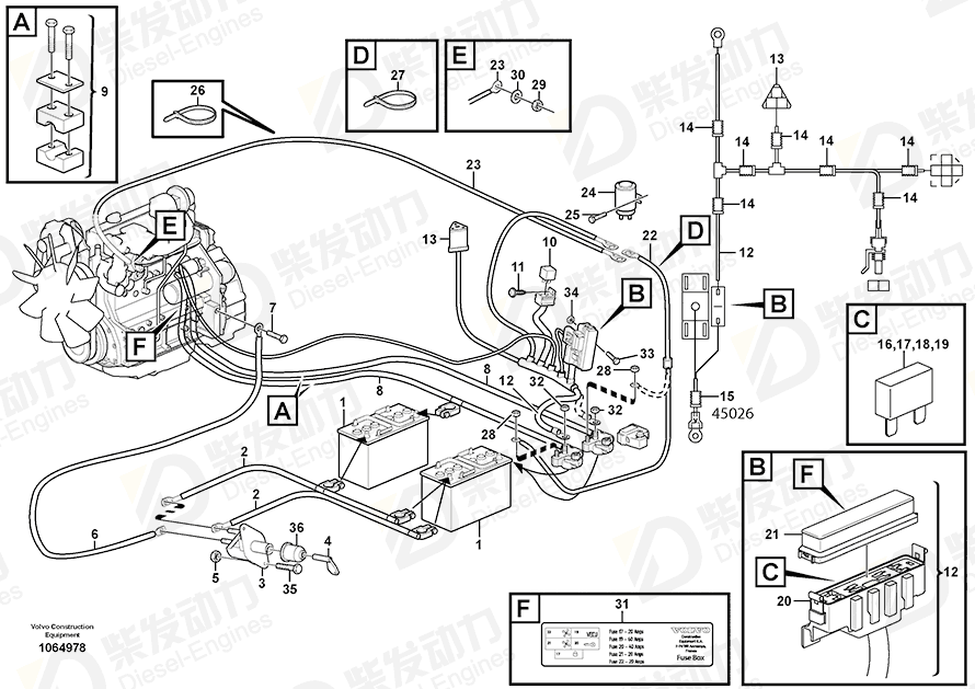 VOLVO Cable terminal 13947459 Drawing