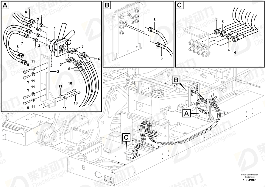 VOLVO Hose assembly 938068 Drawing