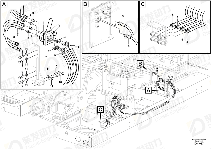 VOLVO Hose assembly 15042408 Drawing VOLVO Hose assembly 15042408 Drawing