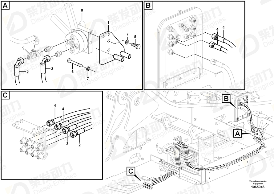 VOLVO Hose assembly 15020856 Drawing VOLVO Hose assembly 15020856 Drawing