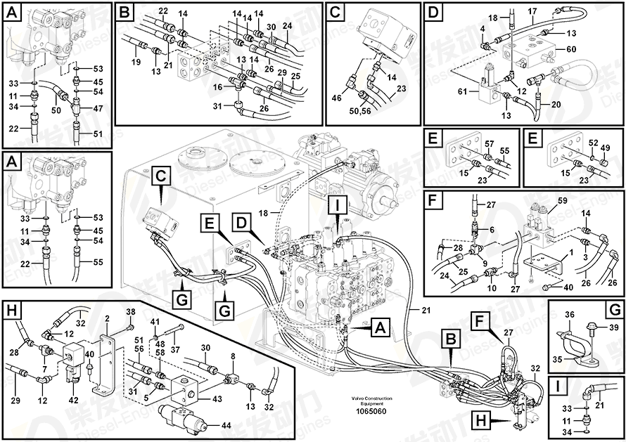 VOLVO Hose assembly 937209 Drawing VOLVO Hose assembly 937209 Drawing
