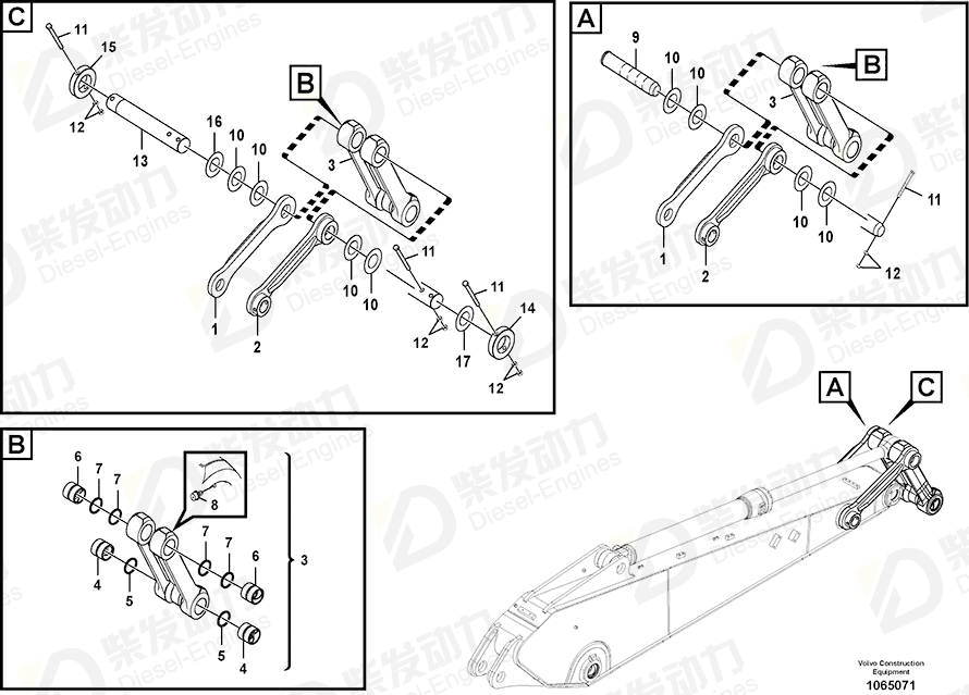 VOLVO Lift framework bushings 14515335 Drawing