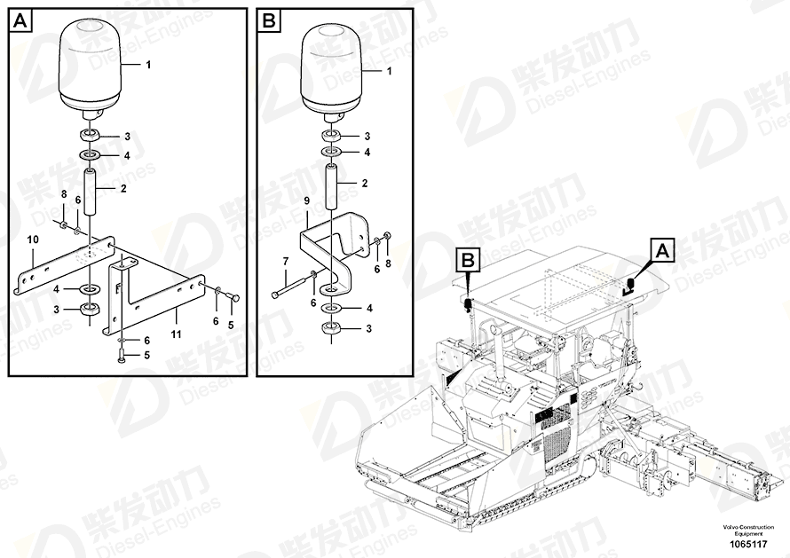 VOLVO Rotating beacon 11170101 Drawing VOLVO Rotating beacon 11170101 Drawing