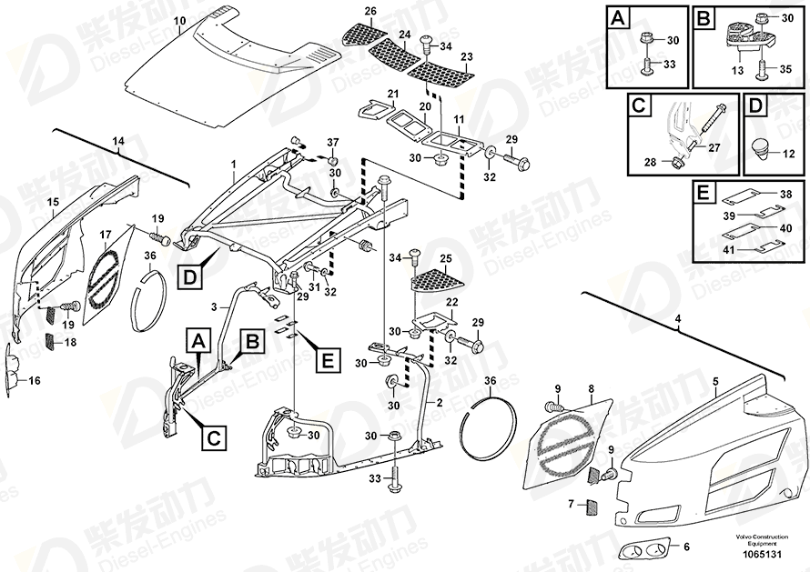 VOLVO Bonnet support 15141272 Drawing