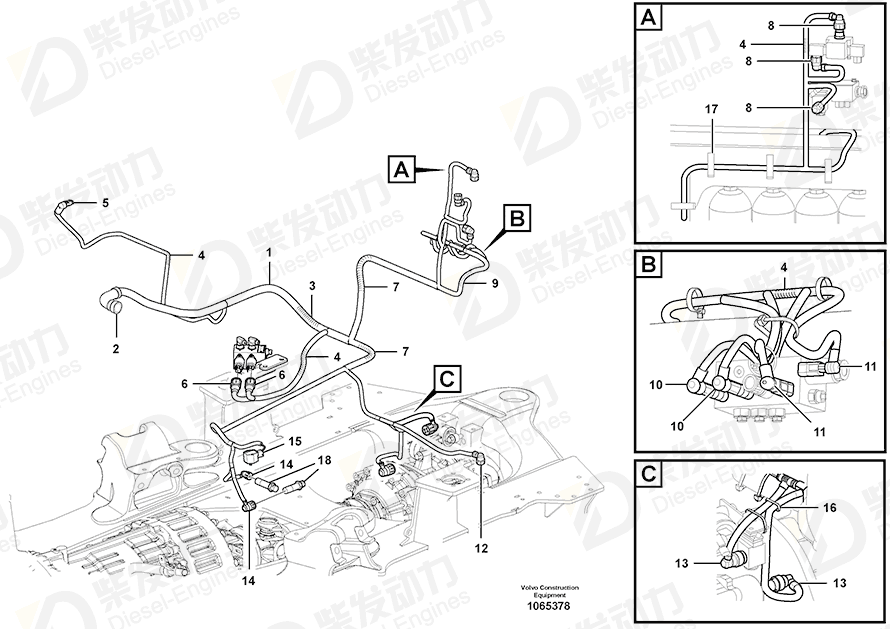 VOLVO Cable harness 15163614 Drawing