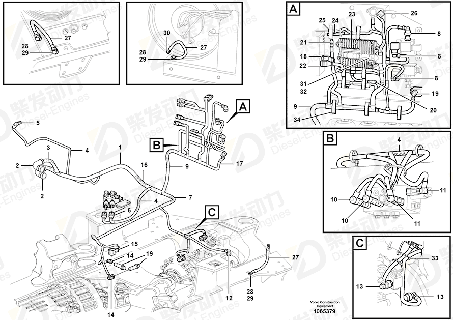 VOLVO Cable harness 17201371 Drawing