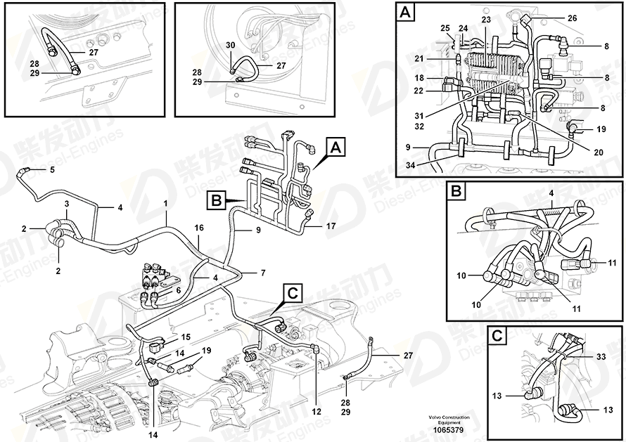 VOLVO Cable harness 17231413 Drawing VOLVO Cable harness 17231413 Drawing