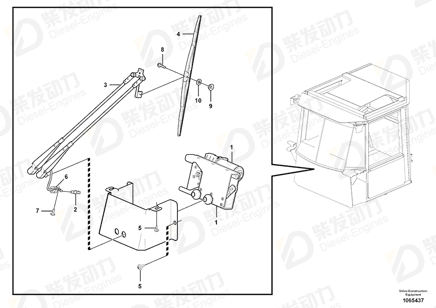 VOLVO Wiper motor 16624517 Drawing VOLVO Wiper motor 16624517 Drawing